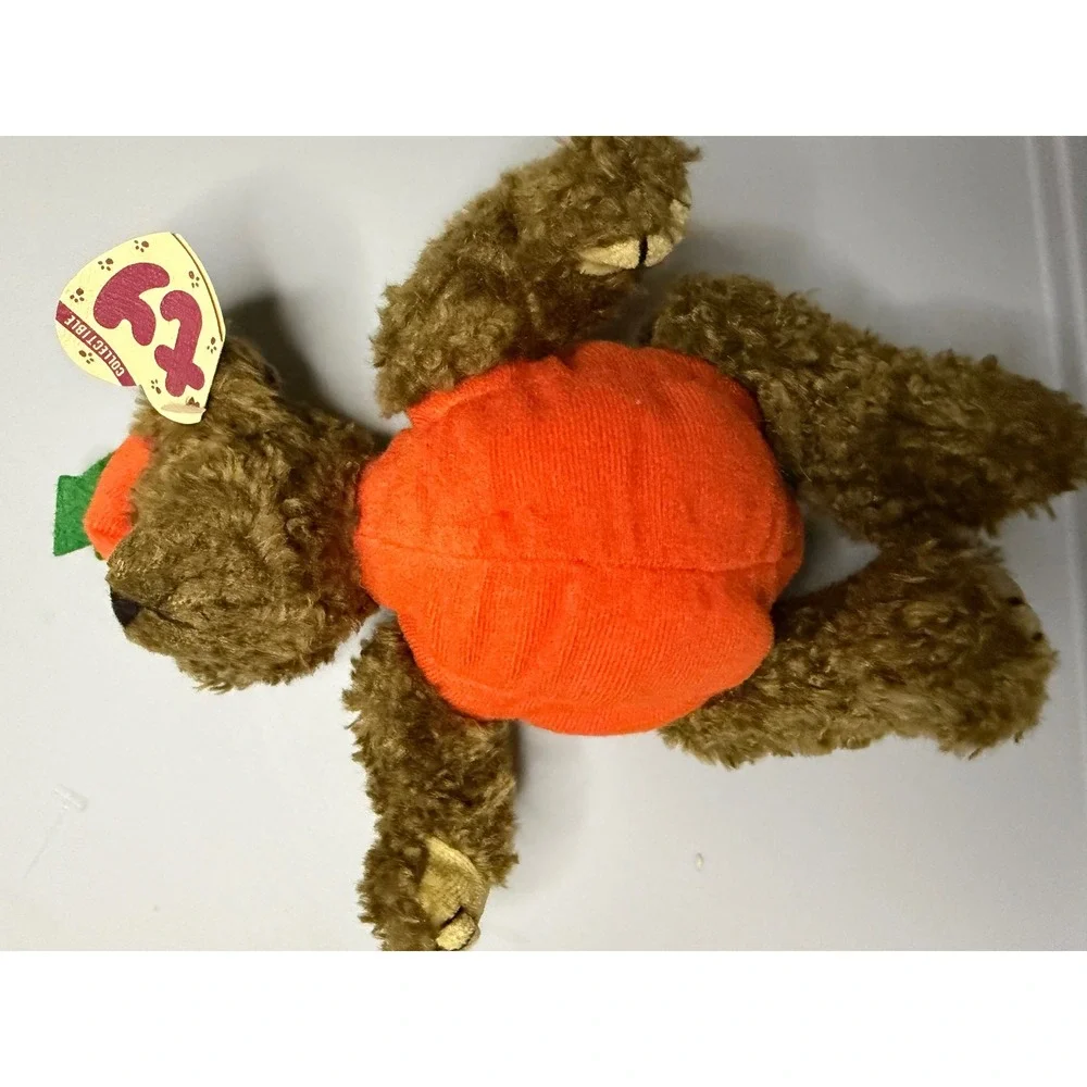 Ty Attic Treasures The Great Pumpkin Bear Halloween Plush Brown Orange 1993 6084